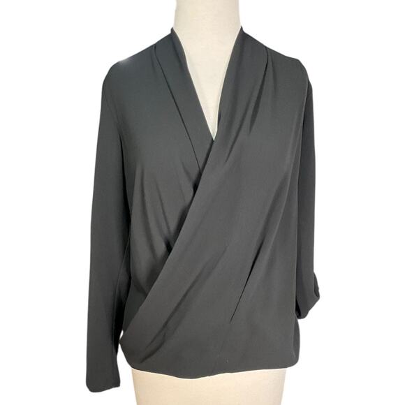 Rachel Rachel Roy Black Draped Wrap Blouse Long Sleeve High Low Top Women’s Sz S - Picture 5 of 9